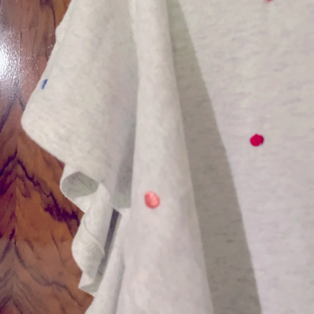 Anthropologie Flutter Sleeve Tee with multi colored embroidered Swiss Dots. - Picture 9 of 15
